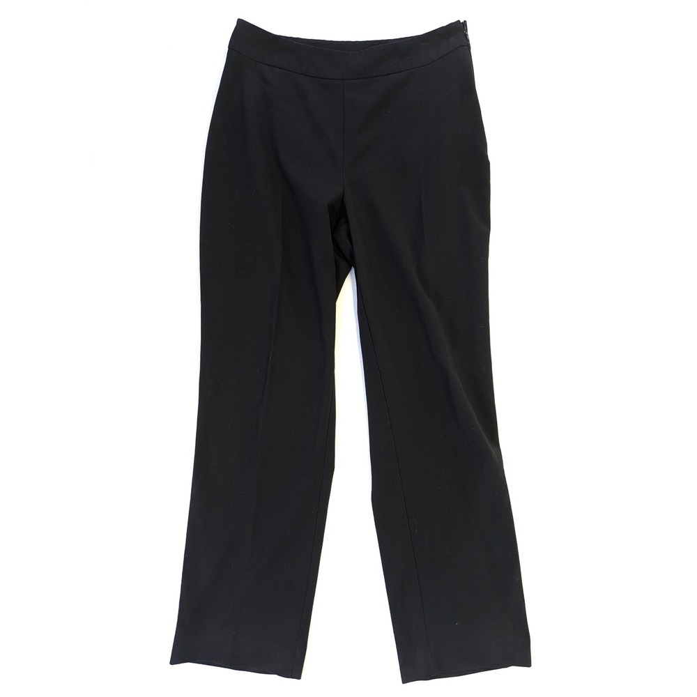 Laura Ashley Black Straight Leg Dress Pants Side Zip Trousers Womens Size 4